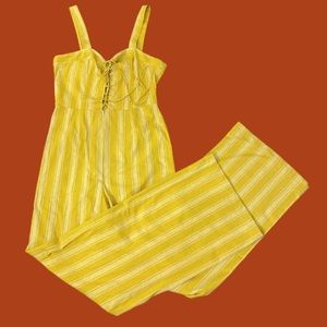 F21 Striped Yellow Jumpsuit
